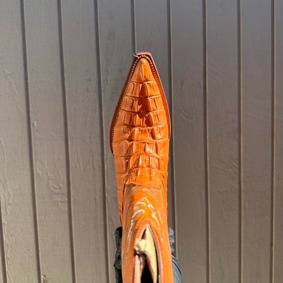 #63 Orange Crocodile Imitation Tail Western Boot main image 5